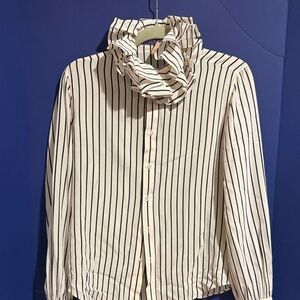 Ralph Lauren Purple Label Ivory Blouse with Black Pinstripes